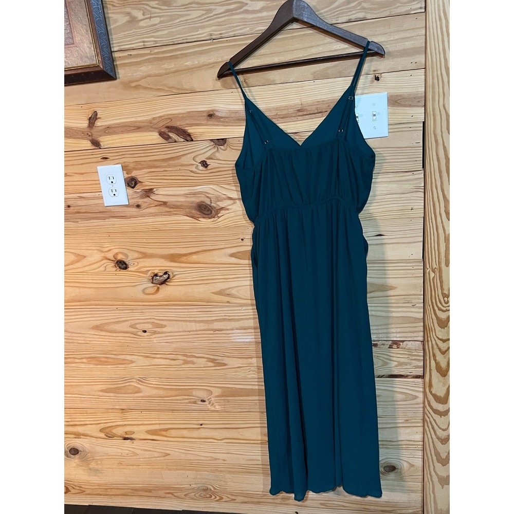 Betsey's Boutique Wavy Textured Wrap Top Midi Dress Teal Green Women's Medium - Picture 6 of 6